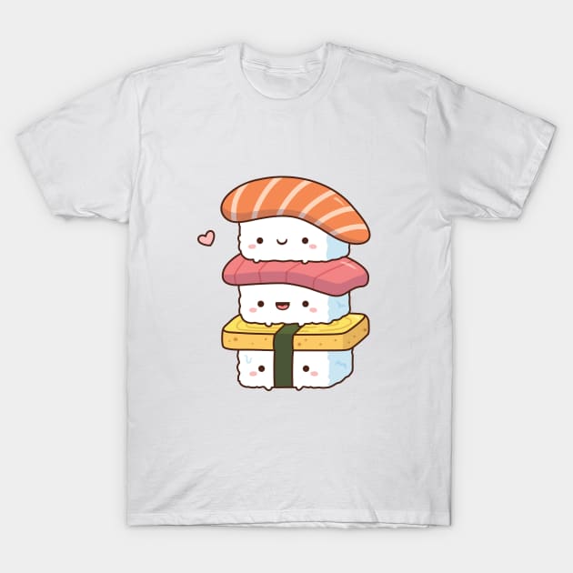 Cute Japanese Food Trio Sushi T-Shirt by rustydoodle